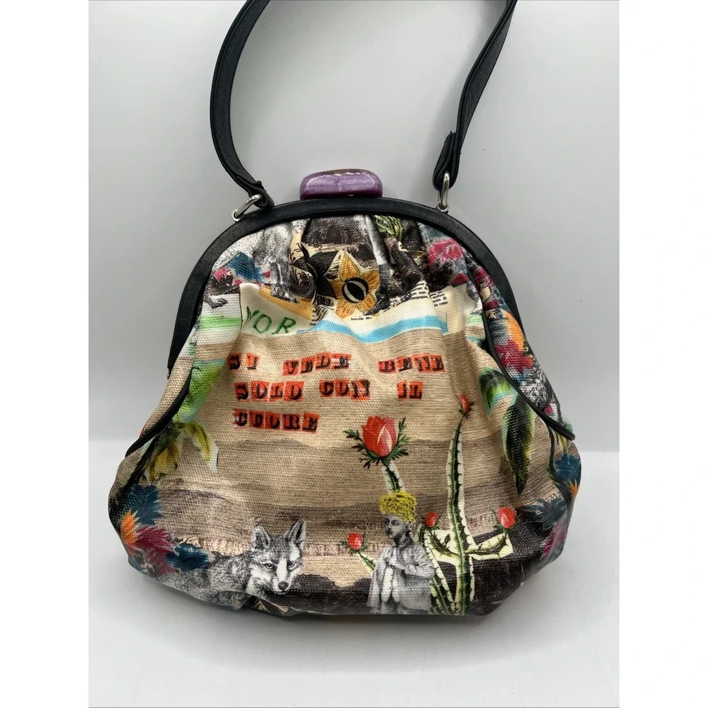 Furla Talenthub Leitmotif Cloth Handbag Multicolor Purple Buckle Limited Edition